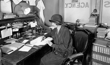 women office desk working
